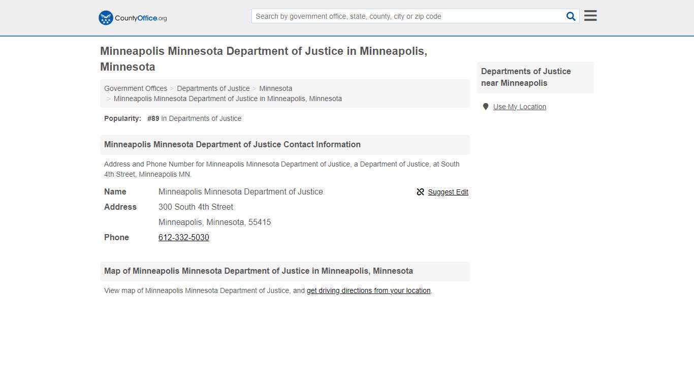 Minneapolis Minnesota Department of Justice - Minneapolis, MN (Address ...