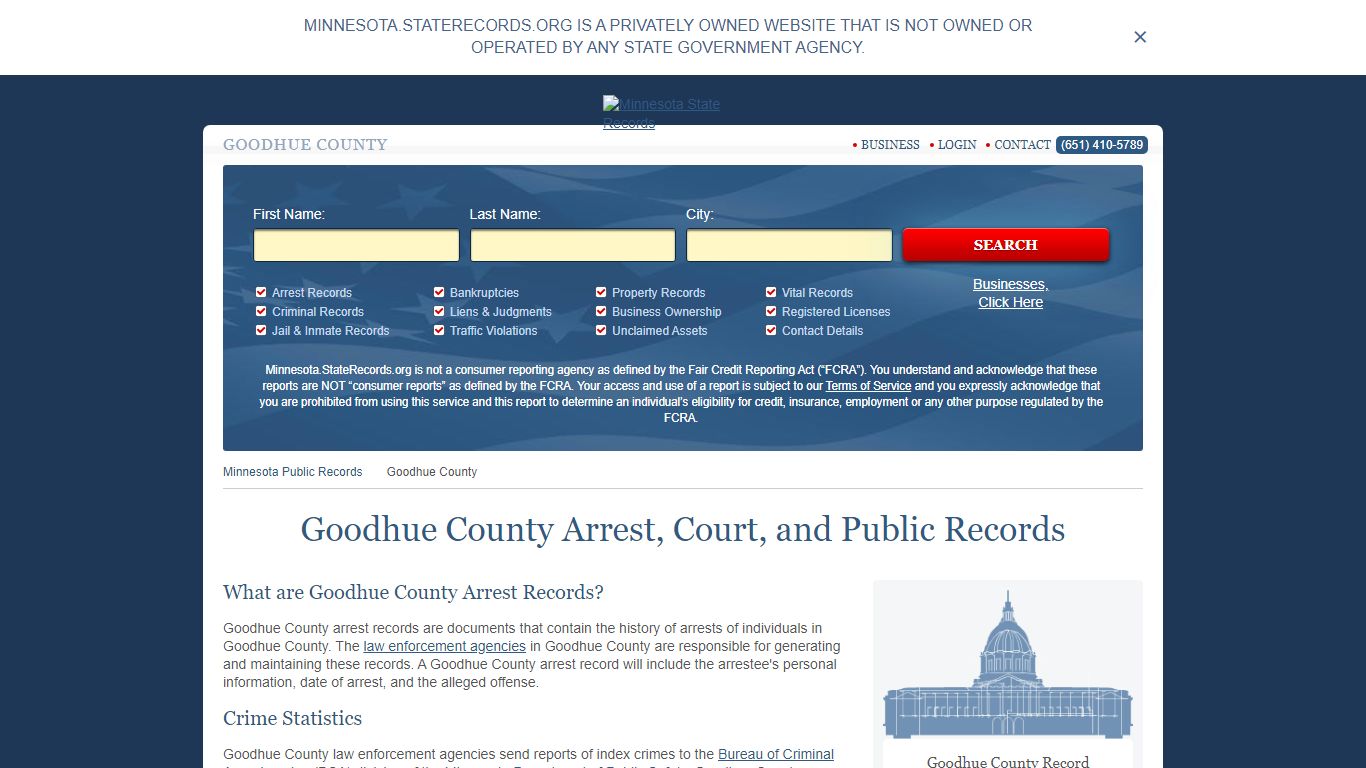 Goodhue County Arrest, Court, and Public Records
